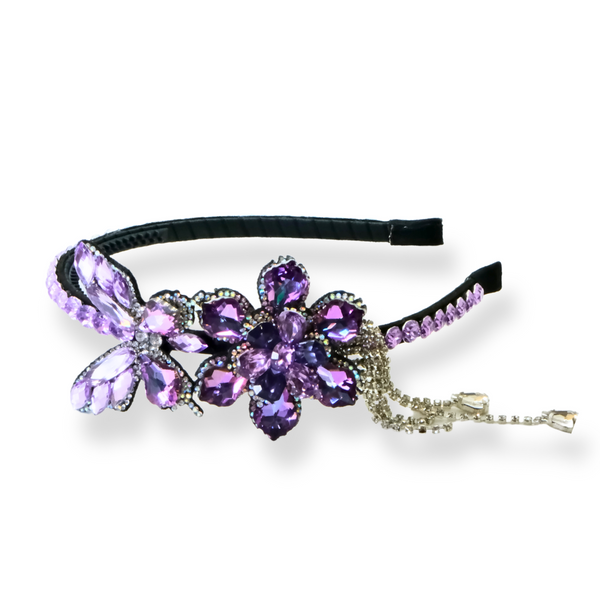 Crystal Drop Flower and Butterfly Headband