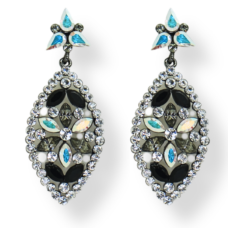 Multi Leaf Crystal Drop Earrings