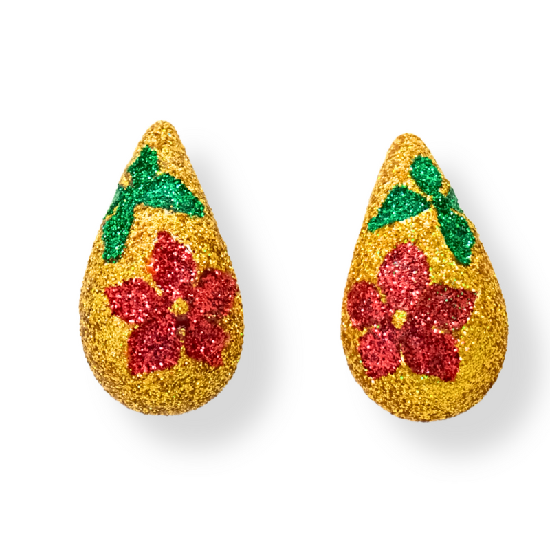 Floral Glitter Earrings