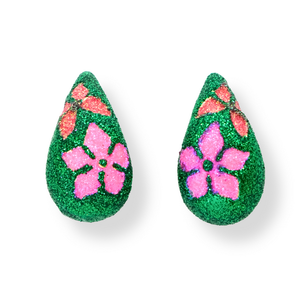 Floral Glitter Earrings