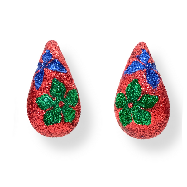 Floral Glitter Earrings