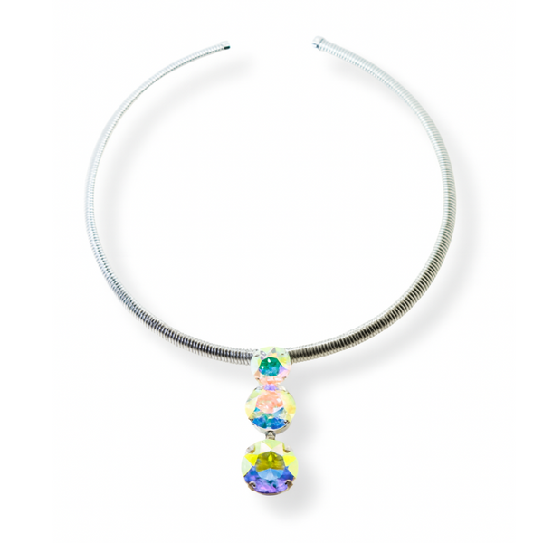 Triple Crystal Snake Chain Necklace