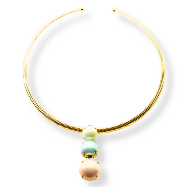 Triple Faux Pearl Snake Chain Necklace