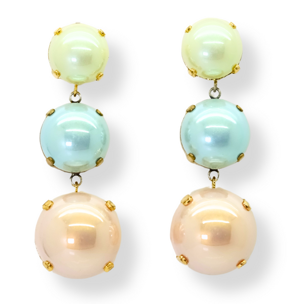 Triple Faux Pearl Drop Earrings