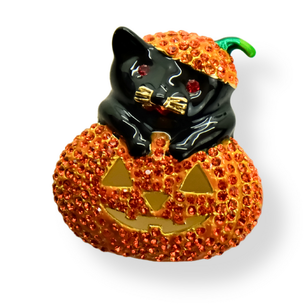 Pumpkin Patch Cat Brooch