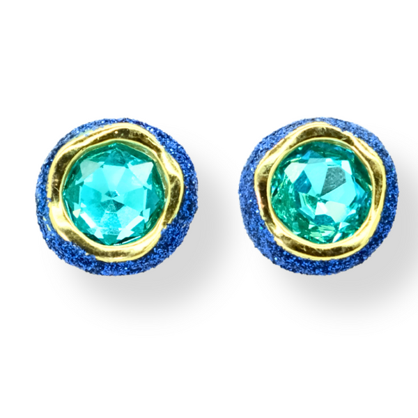 Small Glitter and Crystal Stud Earrings
