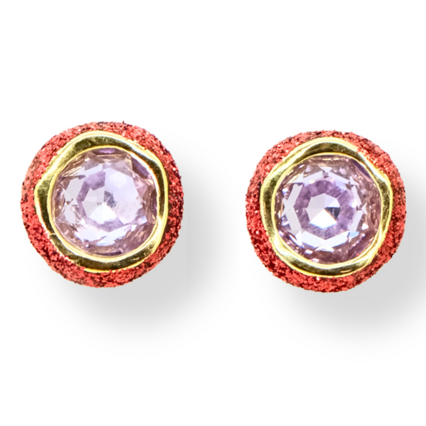 Small Glitter and Crystal Stud Earrings