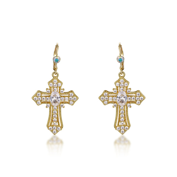 Crystal Cross Earrings