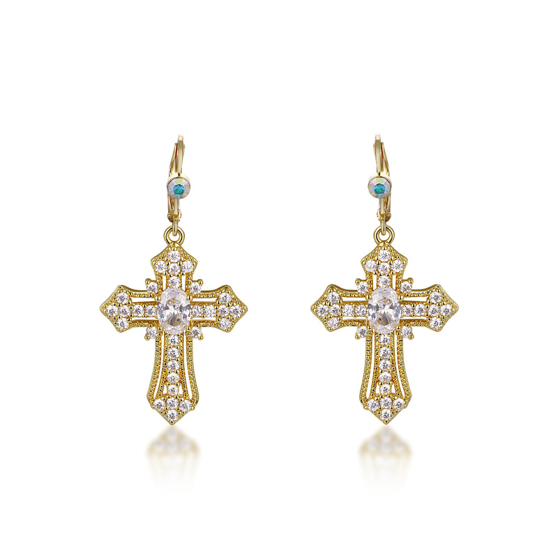 Crystal Cross Earrings