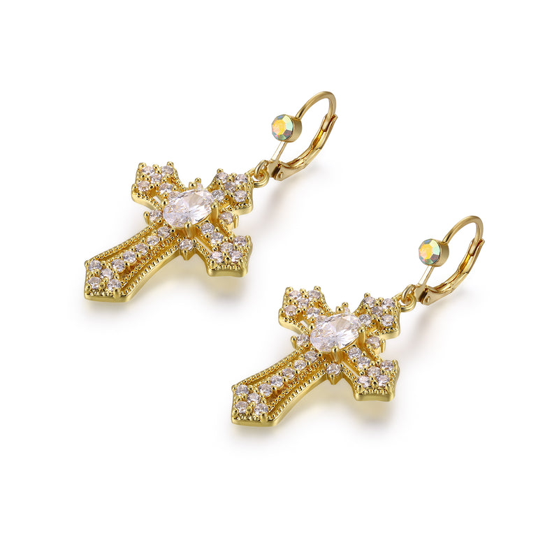 Crystal Cross Earrings