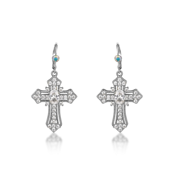 Crystal Cross Earrings