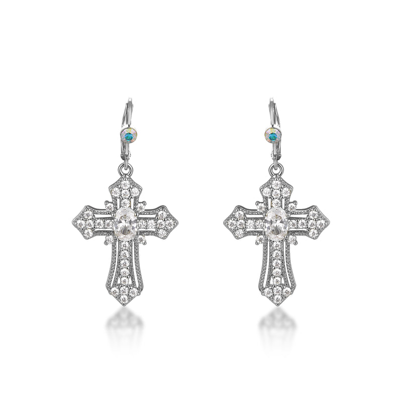 Crystal Cross Earrings