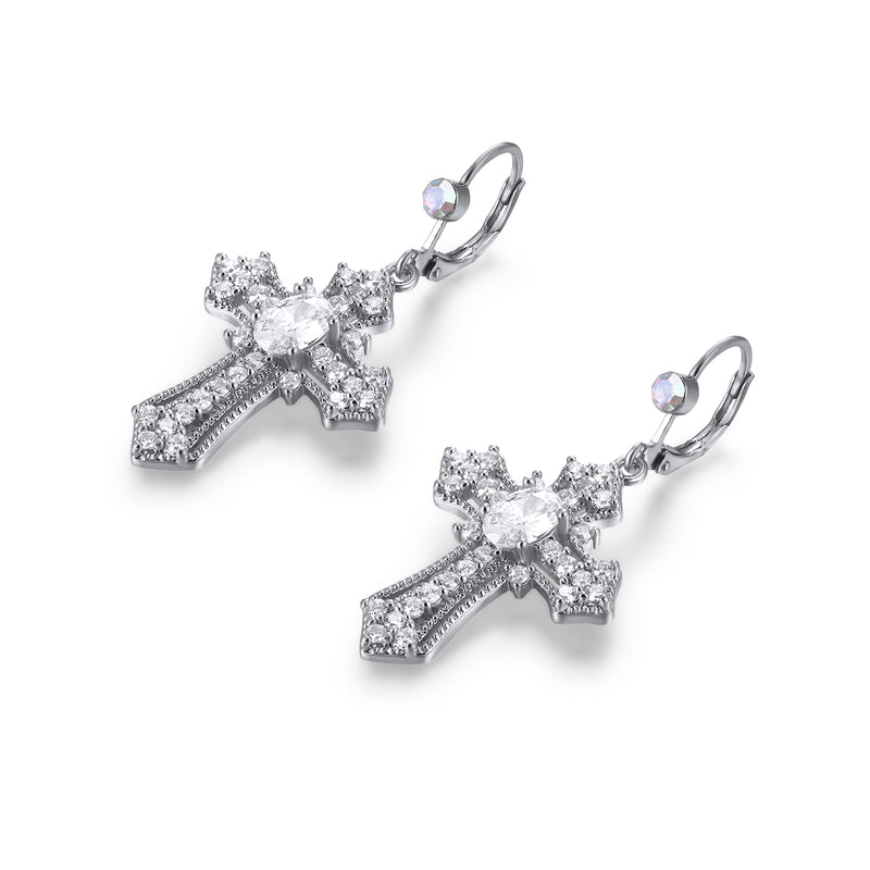 Crystal Cross Earrings