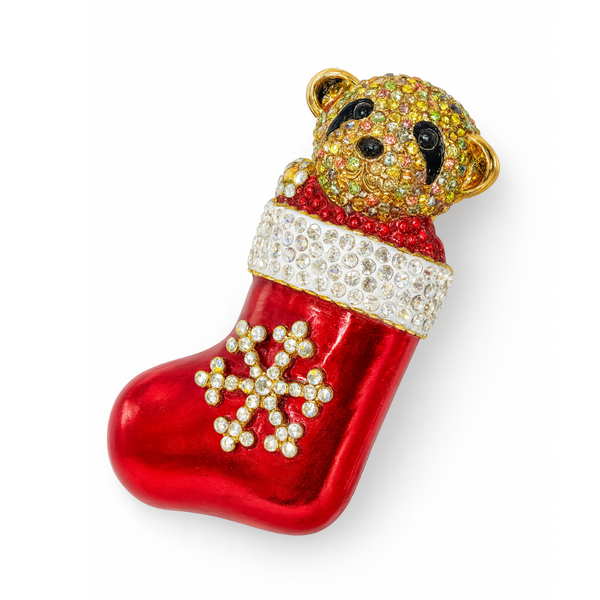 Christmas Boxer Dog Brooch