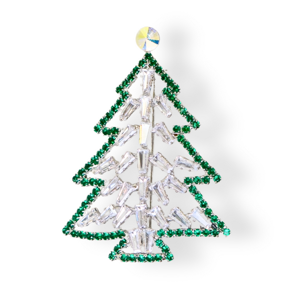 Baguette Crystal Christmas Tree Brooch