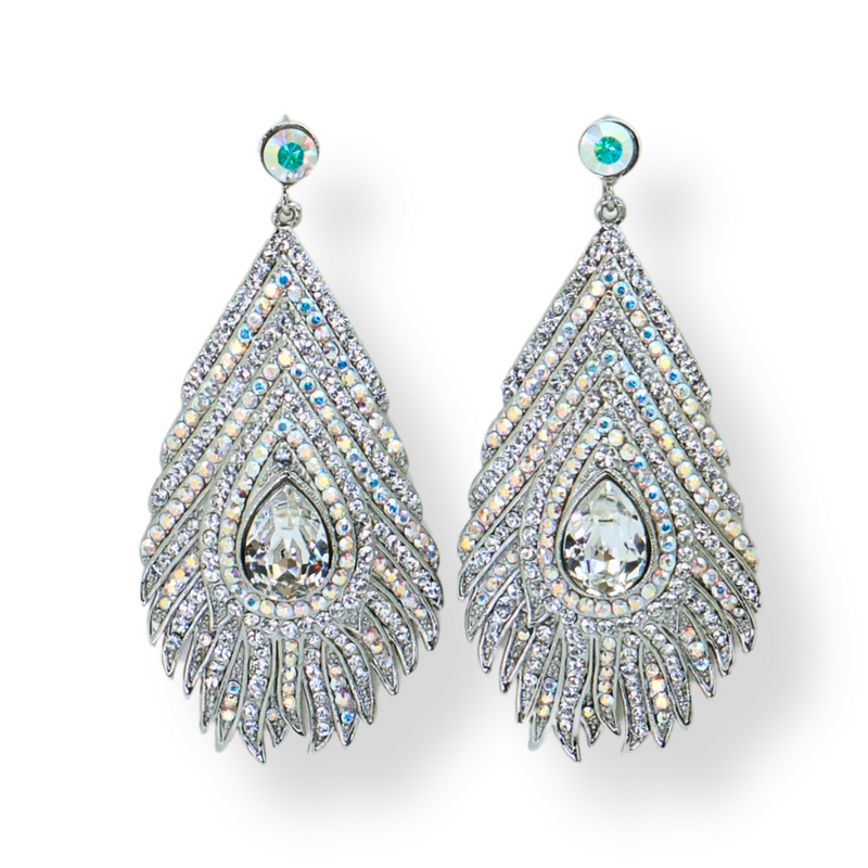 Large Peacock Feather Earrings