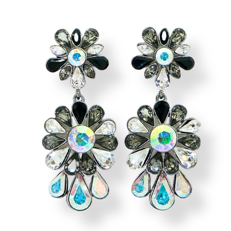 Teardrop Double Flower Earrings