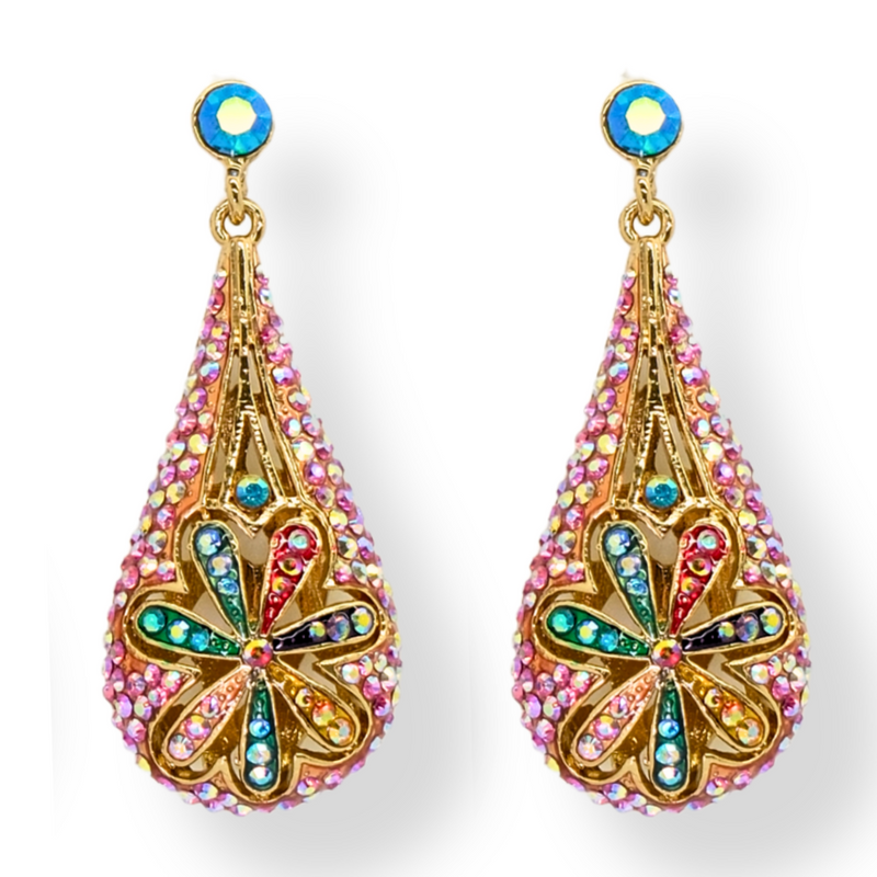 Teardrop Tropical Flower Earrings
