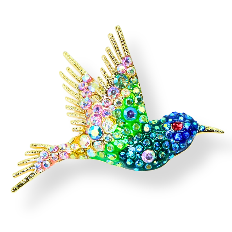 Crystal Hummingbird Brooch