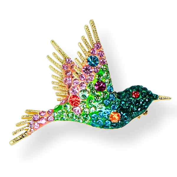 Crystal Hummingbird Brooch