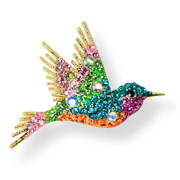 Crystal Hummingbird Brooch