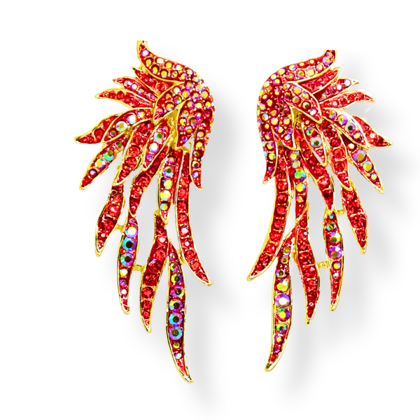 Flaming Wing Clip On Earrings