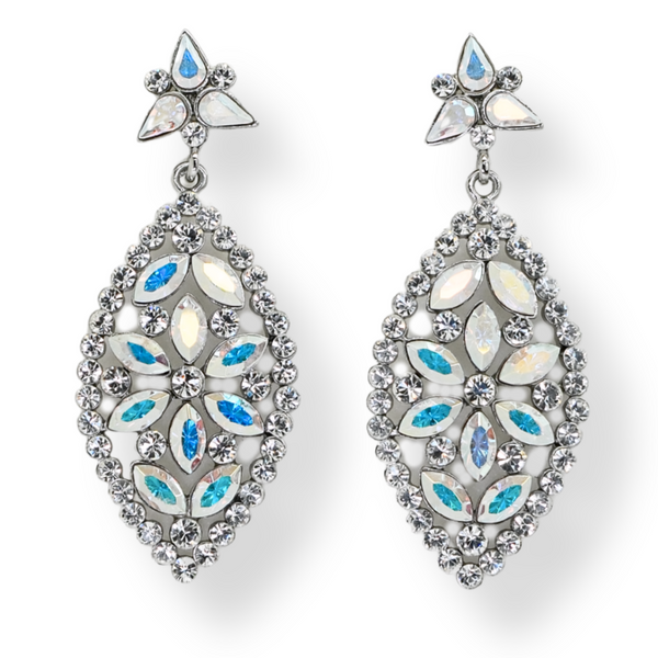 Multi Leaf Crystal Drop Earrings