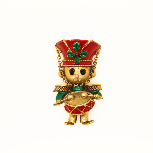 Vintage Style Tom-Tom Player Brooch