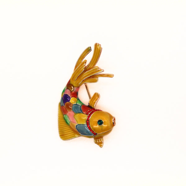 Enamel Multi Coloured Fish Brooch