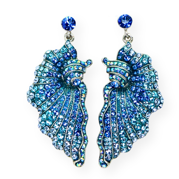 Crystal Tropical Leaf Earrings