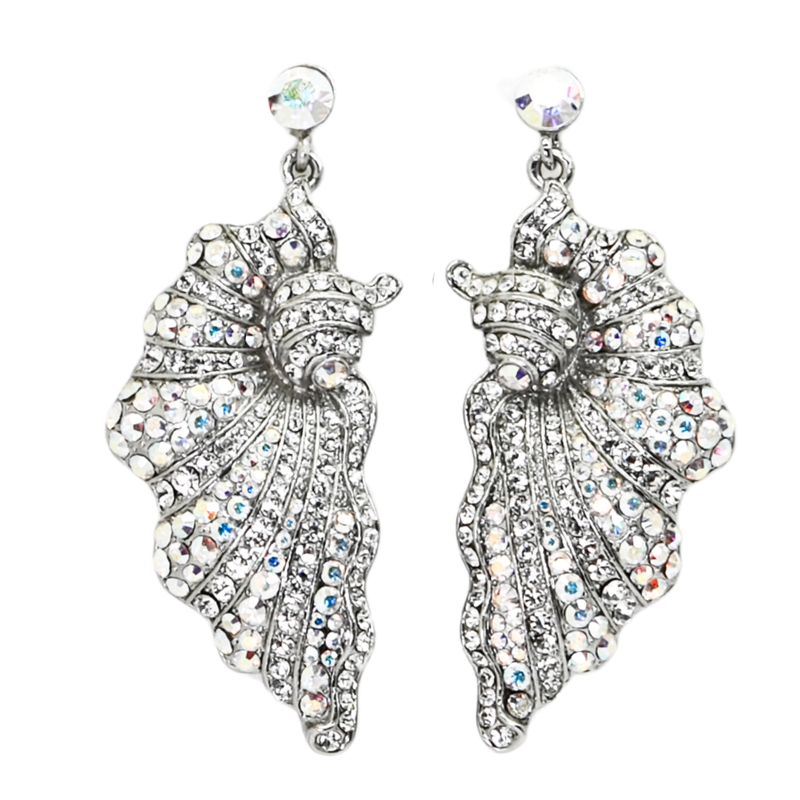 Crystal Tropical Leaf Earrings