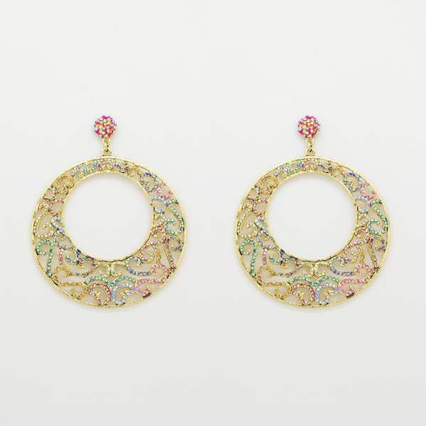 Crystal Filigree Disc Earrings