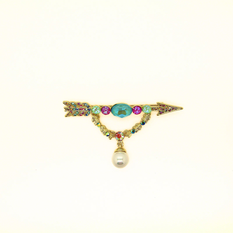 Arrow and Drop Pearl Brooch