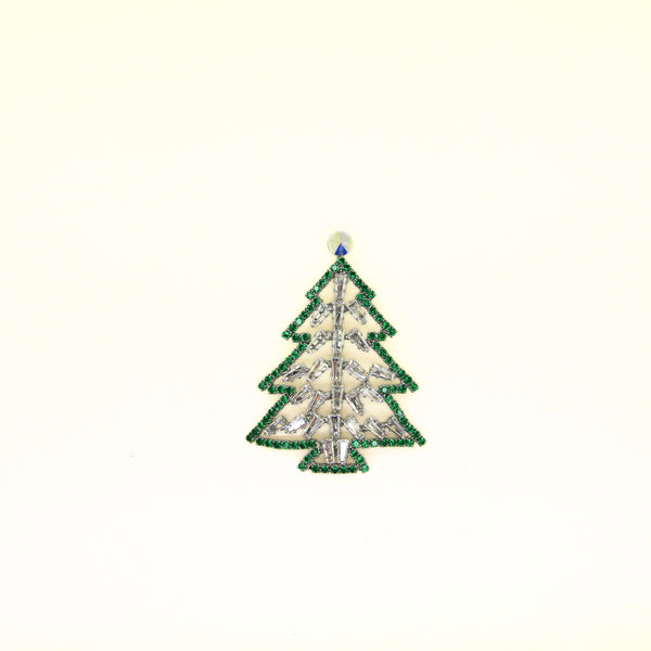 Baguette Crystal Christmas Tree Brooch