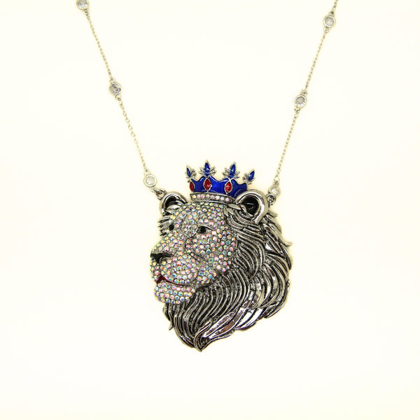 Crystal Chain Proud Lion Necklace