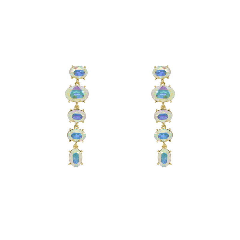 Five Crystal Droplet Earrings