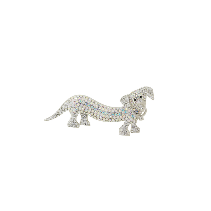 Crystal Dachshund Brooch