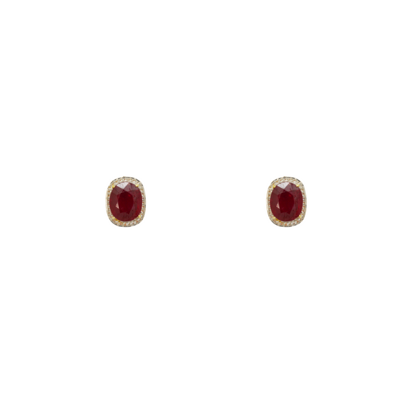 Ruby and Topaz Oval Stud Earrings