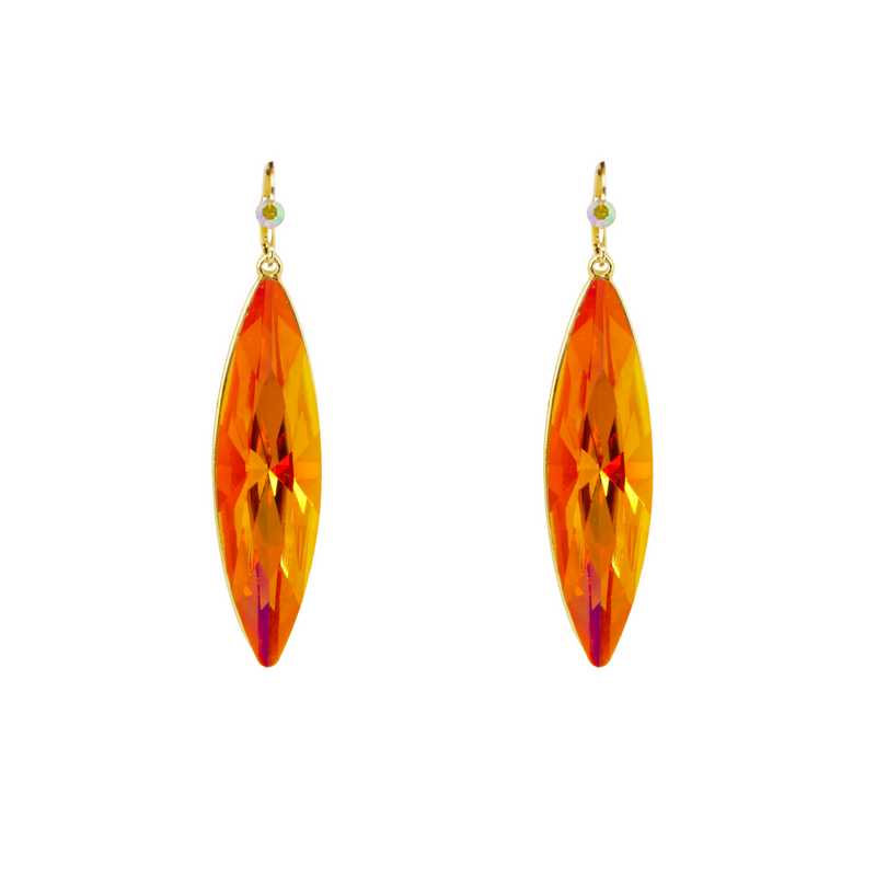 Large Crystal Leaf Earrings