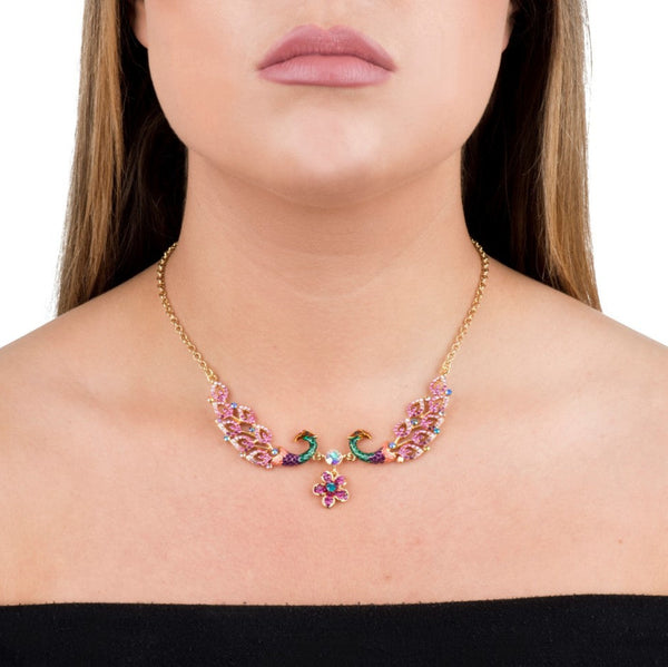 Twin Peacocks Necklace