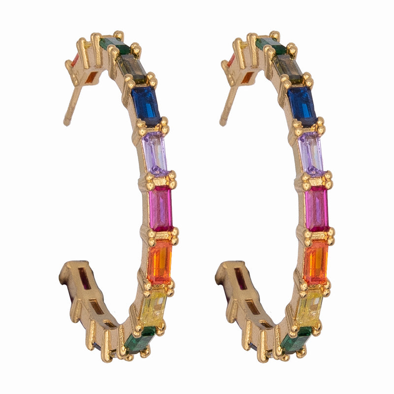 Baguette Crystal Hoop Earrings