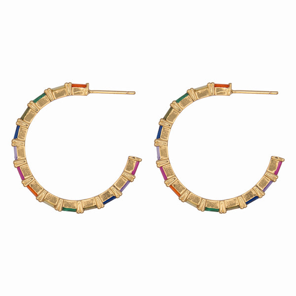 Baguette Crystal Hoop Earrings