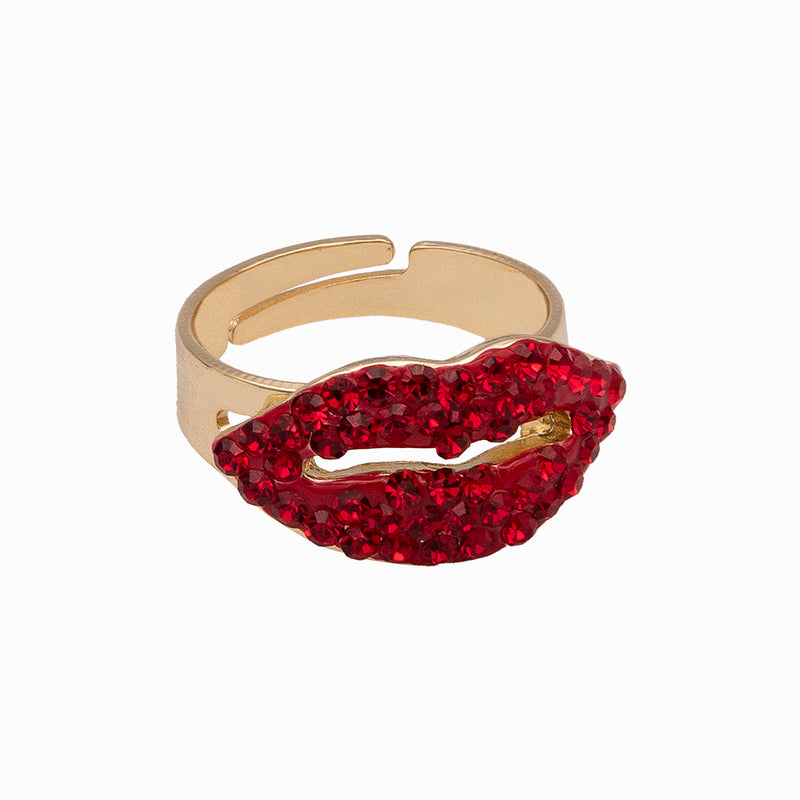 Crystal Red Lips Ring