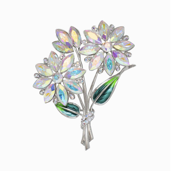 Crystal Floral Bouquet Brooch