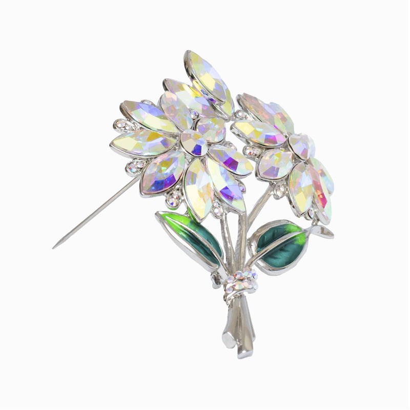 Crystal Floral Bouquet Brooch