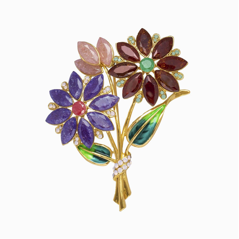 Crystal Floral Bouquet Brooch