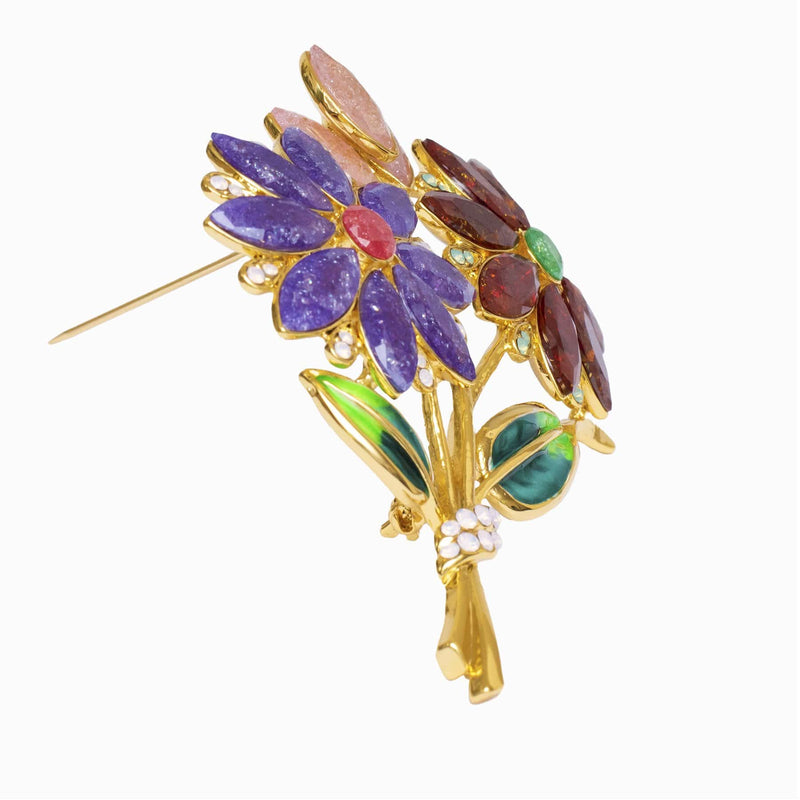 Crystal Floral Bouquet Brooch