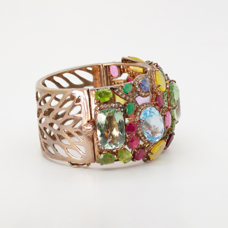 Topaz Ruby Sapphire and Peridot Cuff