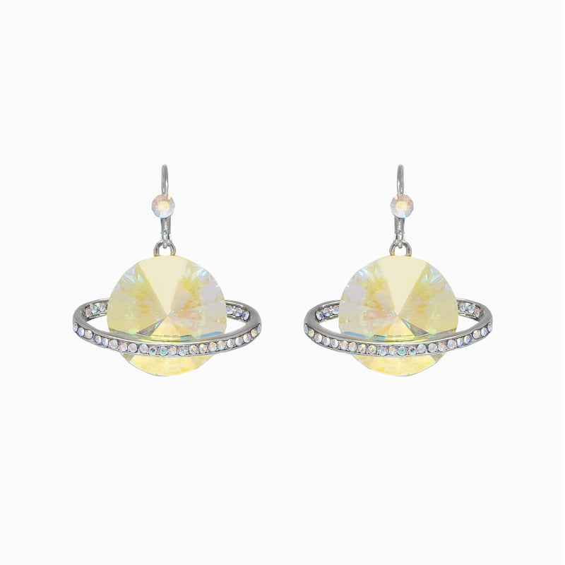 Sparkling Crystal Saturn Drop Earrings
