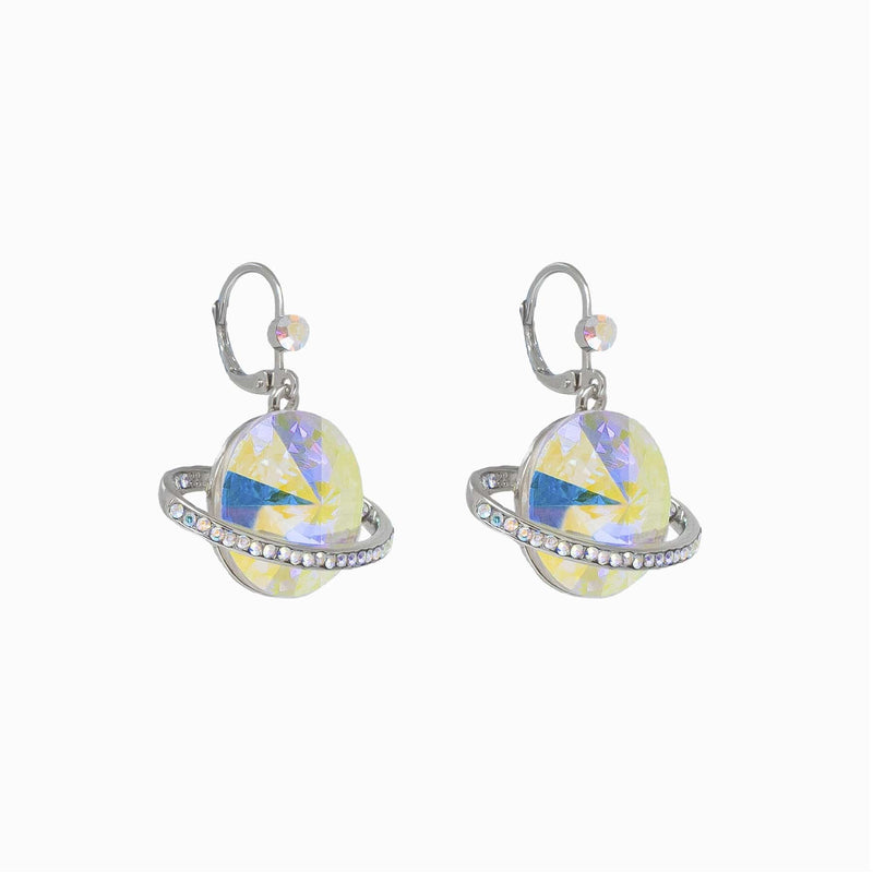 Sparkling Crystal Saturn Drop Earrings